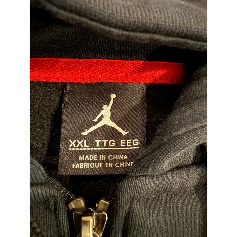 Jordan Mens Hoodie Sweatshirt Size XXL Black Red Jumpman #23 Varsity Full Zip